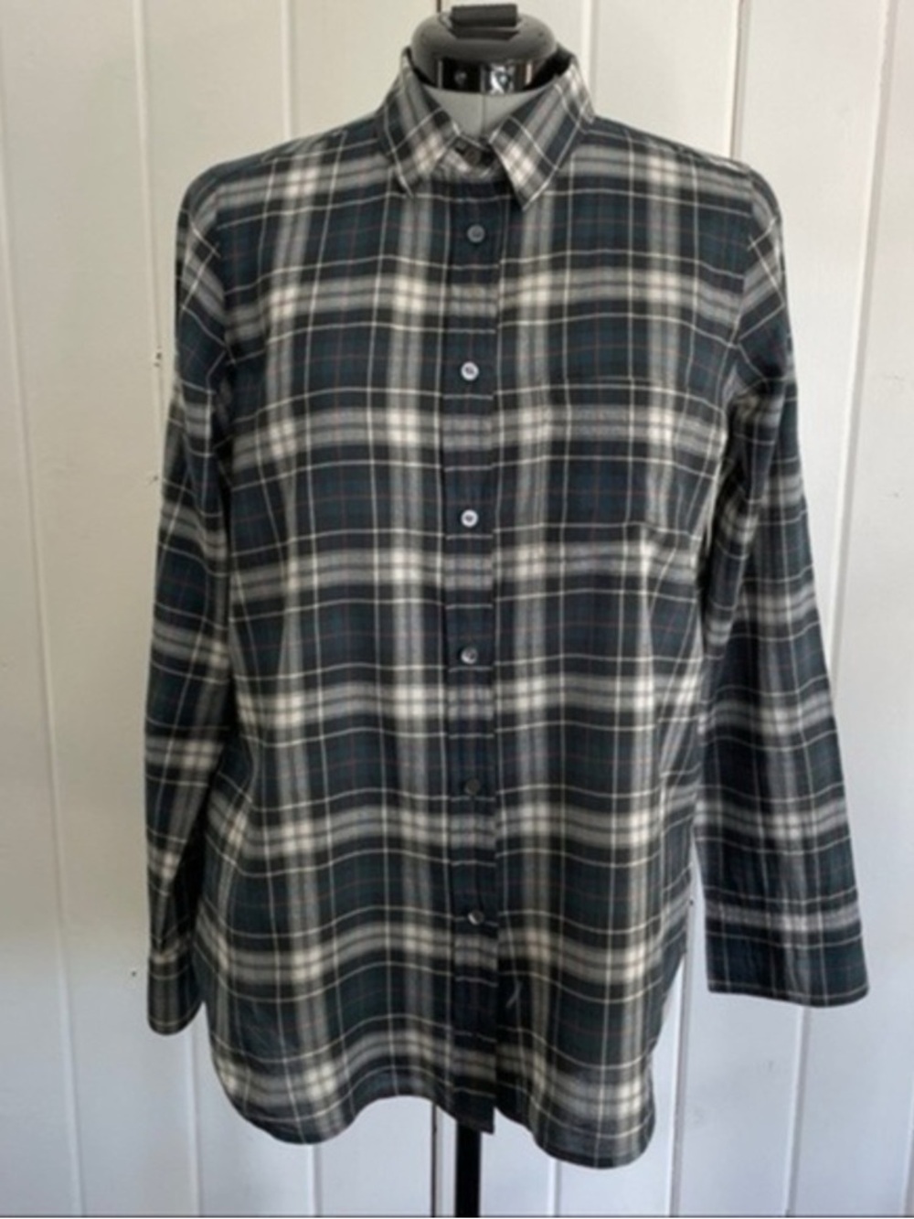 J. Crew Green and White Plaid Button-Down Shirt